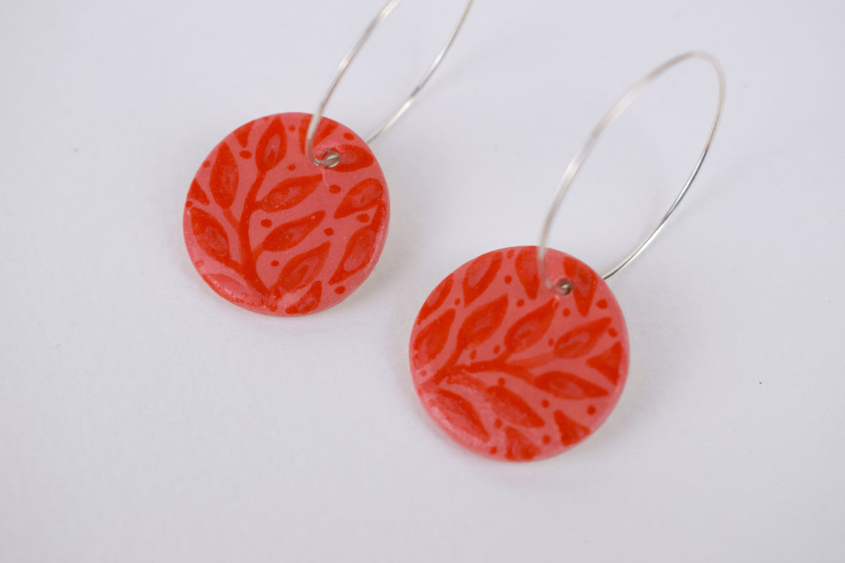 Pink Leaf Earrings