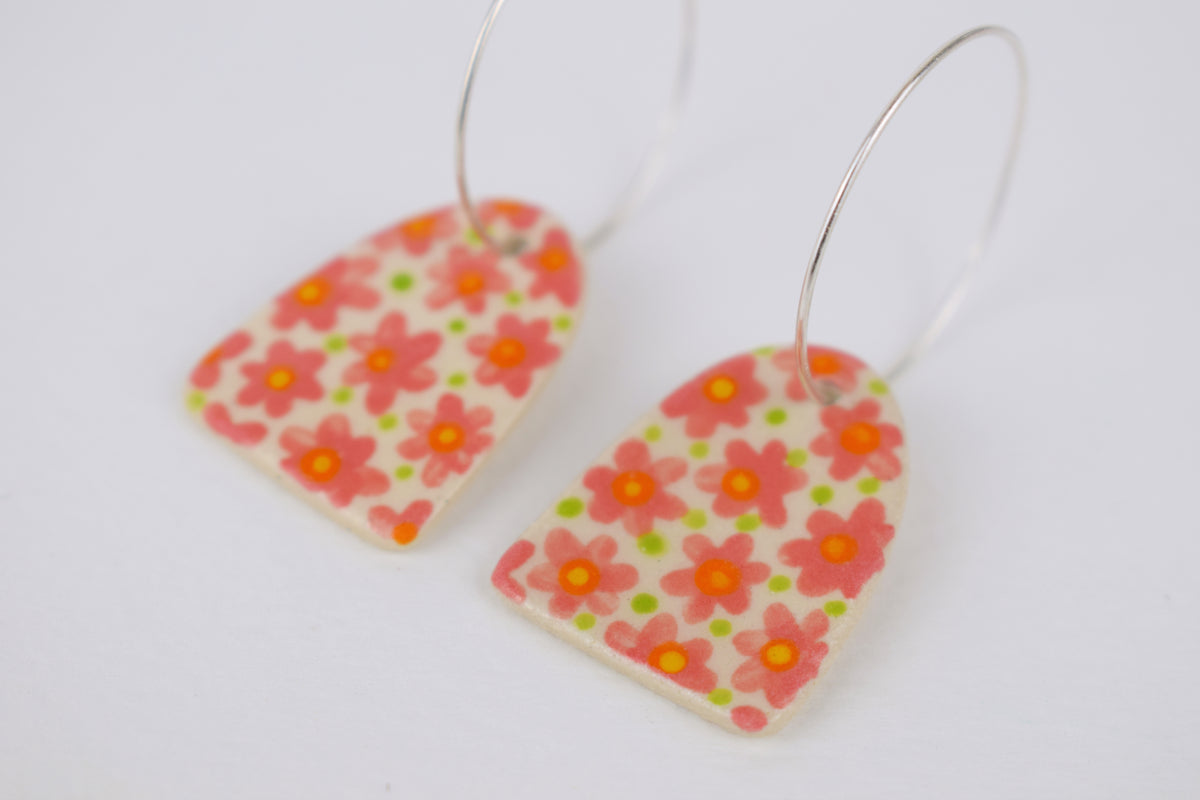 Pink Floral Earrings
