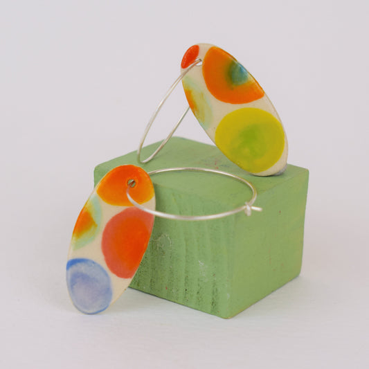 Multicoloured Spot Oval Earrings