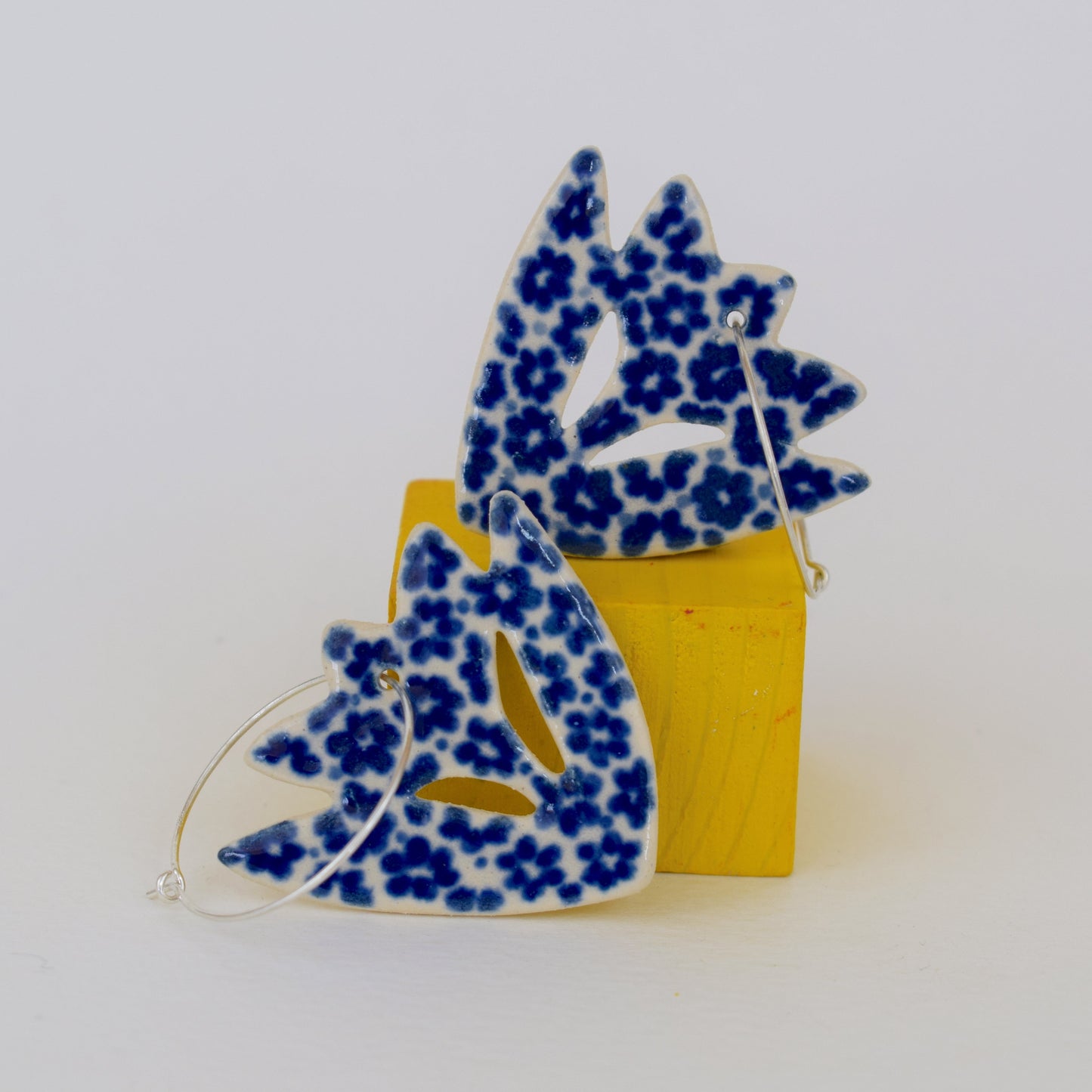 Blue Floral Tulip Earrings