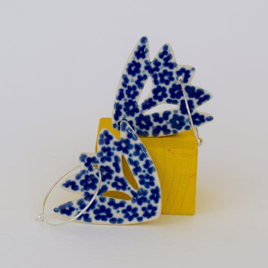 Blue Floral Tulip Earrings
